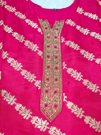 Vibrant Magenta Pink Embroidered Suit with Dupatta