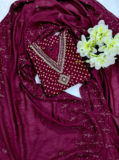 Royal Maroon Suit with Embellished Detailing