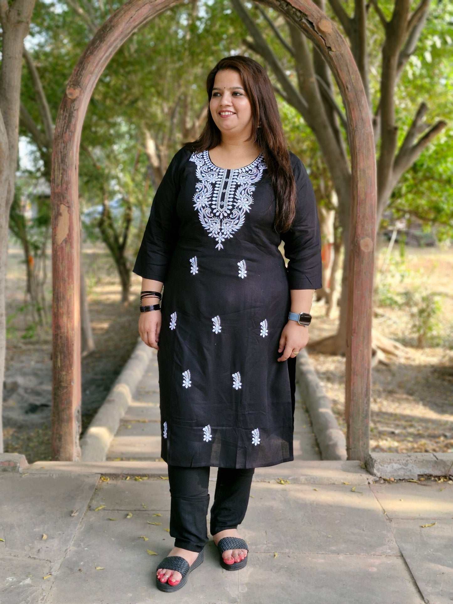 Elegant Black & White Embroidered Suit