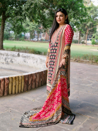 Elegant Modal Silk Three-Piece Suit with Dola Silk Bottoms