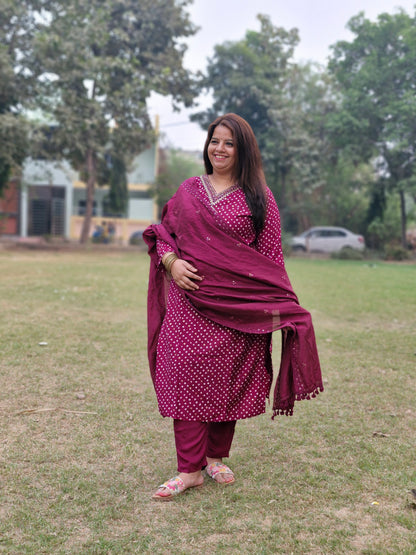 Royal Maroon Suit with Embellished Detailing