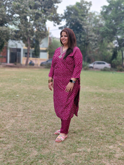 Royal Maroon Suit with Embellished Detailing